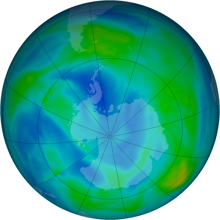 Antarctic ozone map for 06 May 2007